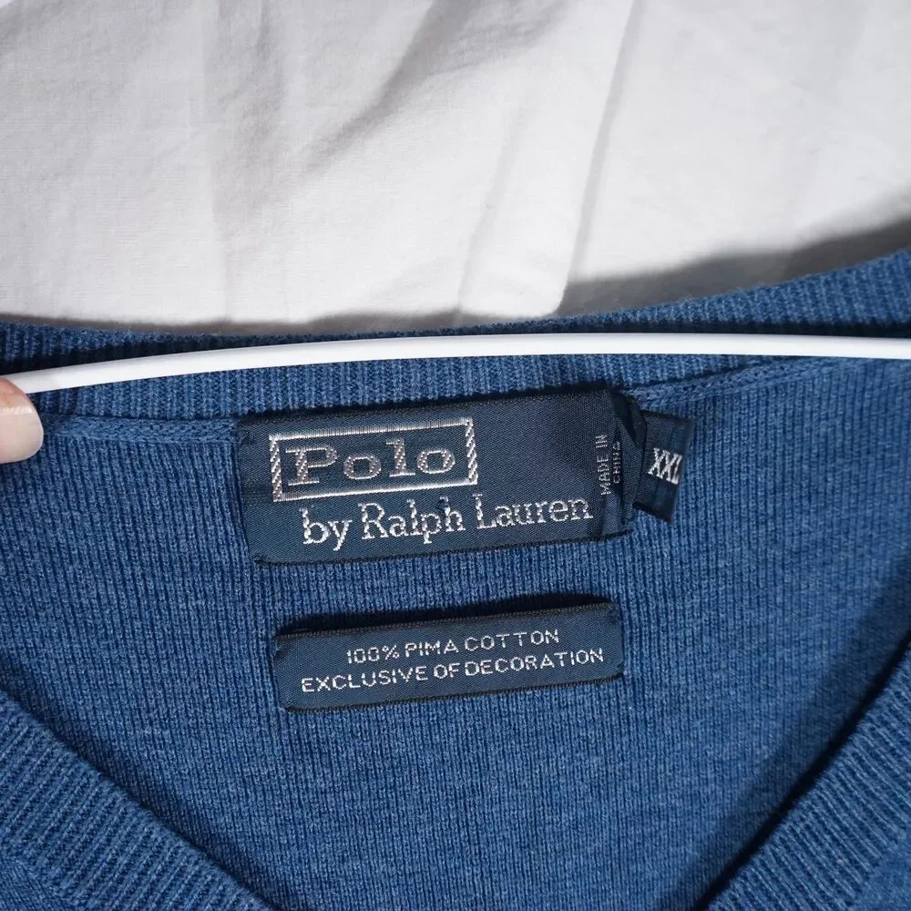 Polo Ralph Lauren Vintage Sweater Vest Pima Cotton Blue XXL